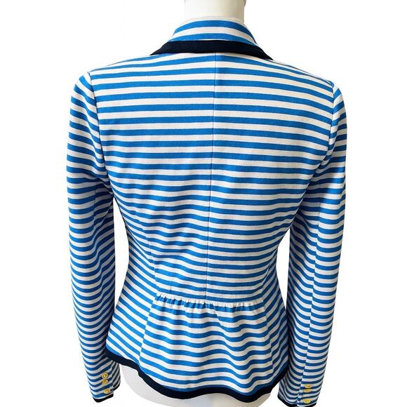 Lilly Pulitzer Blue & White Striped Blazer – Vintage Pink Tag, Nautical Trim, M - Picture 2 of 6